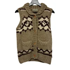 B093 BEAMS HEART（ビームス ハート）カウチンニットベスト 43-05-0071-138 カウチン柄 カーキ