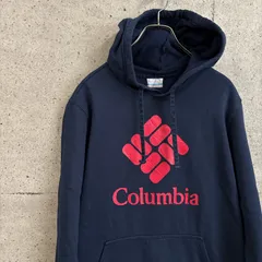 【USED】US 古着 コロンビア Columbia ビッグロゴ スウェット パーカー M ネイビー 紺 フーディー 裏起毛 キャンプ アウトドア ストリート スケーター ユニセックス メンズ アメカジ USA古着