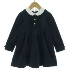 ミキハウス mikihouse 襟付きフリル フォーマルワンピース 31-1903-56-44 長袖 日本製 コットン混 ネイビー 紺 110