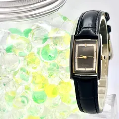 【美品/新品電池】SEIKO セイコー Exceline エクセリーヌ ブラック セラミック レクタンギュラー レディース 7321-584A 550778 新品ベルト