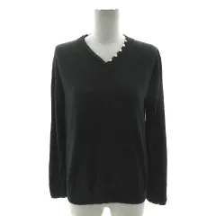 ポールスミス PAUL SMITH ニット Vネック レイヤード風 長袖 シルク混 ドット ブラック 黒 ホワイト 白 M