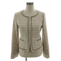 リフレクト Reflect ジャケット フォーマル ノーカラー 日本製 ツイード コットン混 ベージュ マルチカラー 11