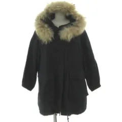 セオリーリュクス theory luxe コート ミリタリー モッズコート フード ラクーンファー ダブルジップ 日本製 コットン ブラック 黒 38