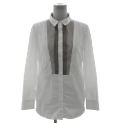 ブランベール blancvert シャツ チュールレースプリーツ切替え LT4416105 長袖 コットン ホワイト 白 ブラウン 茶 38