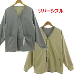 クロコダイル CROCODILE ジャケット 1602-31208 リバーシブル V襟 ノーカラー ロゴ刺繍 グレー系 ベージュ L