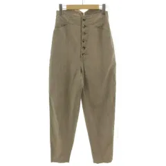 6 ROKU BEAUTY&YOUTH B&Y ロク ビューティーアンドユース FRONT BUTTON PANTS パンツ 8614-202-0080 テーパード ハイウエスト バックシンチベルト 日本製 ウール ブラウン系 ベージュブラウン 34