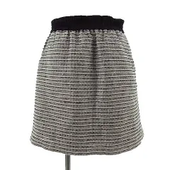 ナチュラルビューティーベーシック NATURAL BEAUTY BASIC スカート ひざ丈 フレアー ツイード ウール混 シルバー 黒 M