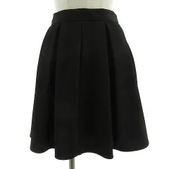 アンデミュウ Andemiu スカート ひざ丈 フレアー ストレッチ ブラック 黒 M