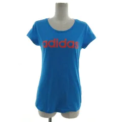 アディダス adidas Tシャツ climalite ロゴプリント 半袖 コットン混 ブルー 青 ピンク系 O