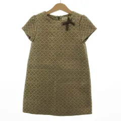 ザラ ZARA Girls ワンピース フォーマル 刺繍 総柄 リボン カーキ系 カーキブラウン ゴールド 116㎝