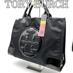 トリーバーチ TORY BURCH トートバッグ ブラック ナイロン エナメル パテントレザー A4収納 ロゴ 大容量 ハンドバッグ 通勤 通学 ビジネス カジュアル デイリー レディース 軽量 上品 人気 定番 エラ