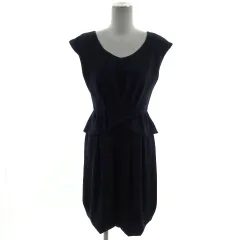 シップスリトルブラック ships little black ワンピース フォーマル ノースリーブ ペプラム ミディ丈 日本製 ネイビー 紺 S