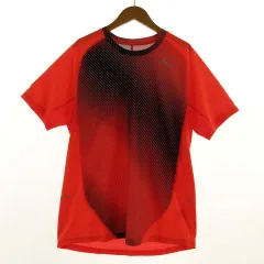 プーマ PUMA Tシャツ DRY CELL ロゴプリント 半袖 斜めストライプ オレンジ系 ブラック系 黒系 グレー M
