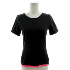 アディダス adidas Tシャツ climachill ロゴプリント 半袖 グレー 蛍光ピンク Sサイズ相当