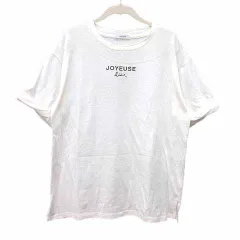 ジーナシス JEANASIS カットソー ロゴプリント 半袖 F 白 ホワイト /YK