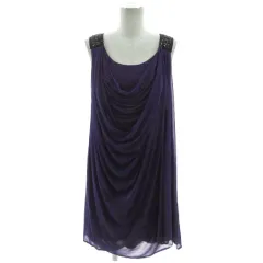 クードシャンス CdeC COUP DE CHANCE ワンピース AA187-56554JJ ドレス ビジュー ひざ丈 ドレープ ラップ調 日本製 パープル系 紫系 ブラック 黒 38