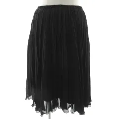 エポカ EPOCA スカート フレア プリーツ ひざ丈 レース切替え 日本製 ブラック 黒 42