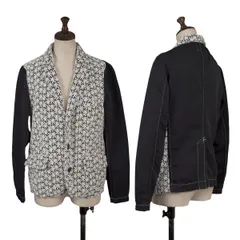 トリココムデギャルソンtricot COMME des GARCONS レースデザイン切替ポリジャケット 紺白M