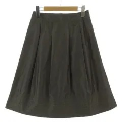 アマカ AMACA タックフレアスカート UFB84-699-78 ステッチ 半光沢 ミディ丈 カーキ 36