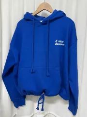 ブルー 起毛 WHO フード Tシャツ