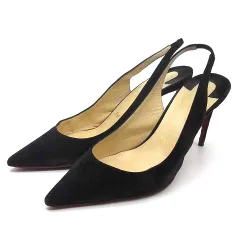 クリスチャンルブタン Christian louboutin ケイト スリングバック パンプス KATE SLING 85 スエード 3210206 ブラック 黒 36.5 約23.5cm ☆AA★