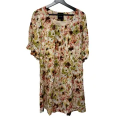 B093 ROSSO（ロッソ）レディース 水彩画 花柄 チュニック ワンピース