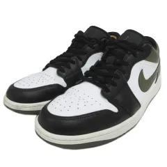 ナイキ NIKE AIR JORDAN 1 LOW 553558-092 スニーカー ブラック 黒 ホワイト 白 オリーブ 29