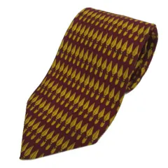 グッチ GUCCI ネクタイ イタリア製 シルク100％ 総柄 エンジパープル イエロー系 黄色系