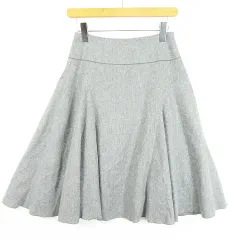 ロペ ROPE フレア スカート 膝下丈 ストレッチ 毛 36 グレー kz9864