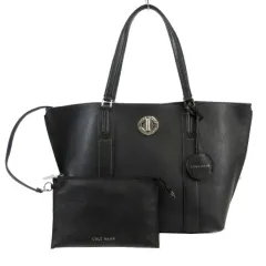 コールハーン COLE HAAN ターンロック トート バッグ U04686 レザー 型押し ポーチ付き チャーム付き ブラック 黒