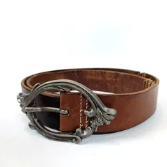 DOLCE&GABBANA ドルチェアンドガッバーナ レザーベルト ブラウン 茶 ドルガバ レザー切り替えし メンズ 110-95 ロゴ刻印 ブランド 中古 D&G