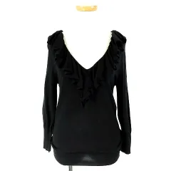 グレースコンチネンタル GRACE CONTINENTAL ニット 長袖 コットン混 黒 36 フリル