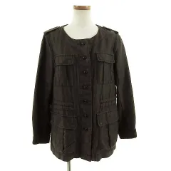 マカフィー MACPHEE トゥモローランド ジャケット 七分袖 ノーカラー ミリタリー リネン混 グレー系 38