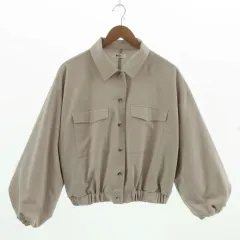 ウィゴー WEGO ジャケット ステンカラー ビックシルエット バルーンスリーブ ベージュ F