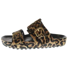 LOUIS VUITTON (ルイヴィトン) ボンディア ライン ミュール レオパード フラット サンダル ブラウン/ブラック SC0159 レディース