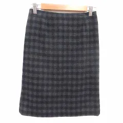 コムサモデルズ COMME CA MODELS タイトスカート ひざ丈 チェック S 黒 ブラック チャコールグレー /YK