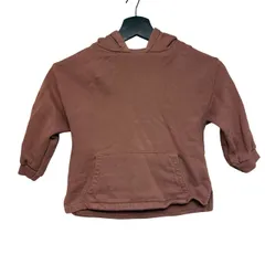 B093 ZARA（ザラ） キッズ プルオーバーパーカー 3-4歳用 カンガルーポケット付き レッド