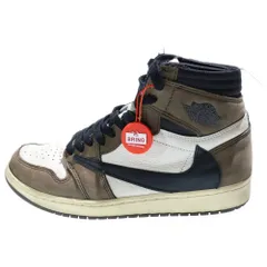 NIKE (ナイキ) ×TRAVIS SCOTT AIR JORDAN 1 HIGH OG TS SP トラヴィススコット エアジョーダン1 ハイカットスニーカー ブラウン/ホワイト US8.5/26.5cm CD4487-100