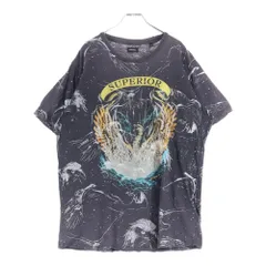 DIESEL (ディーゼル) ダメージ加工グラフィックプリント クルーネック 半袖Tカットソー チャコールグレー