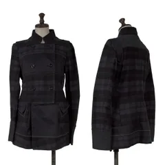 カジュアル マリテフランソワジルボーLE CASUAL DE MARITHE FRANCOIS GIRBAUD ウールコットンチェック切替ジャケット 紺S