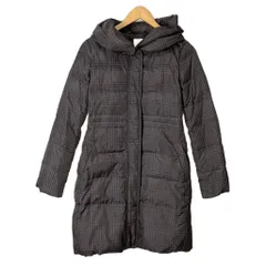 ビームスハート BEAMS HEART ダウンコート フーディー ロング丈 総柄 ジップアップ 0 グレー ブラック ■GY14 レディース