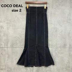 COCO DEAL ココディール ストレッチコットンウォッシュハイウエストマーメイドスカート ブラック ロング マキシ 丈 タイト フレア センター ステッチ 後ろ ファスナー スリット コットン ストレッチ デニム 風 ★ ■■