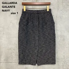 美品 GALLARDA GALANTE NAVY ガリャルダガランテネイビー 膝丈スカート タイトスカート ブラック Iライン スリット ツイード調 綿混 ウエストゴム 裏地あり センターシーム オフィス カジュアル きれいめ 上品 清楚 1 S ★ ■◆