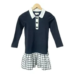 ケイトスペード KATE SPADE ワンピース 切替 チェック 長袖 女の子 140 ブラック ホワイト ■GY14