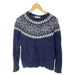 ユナイテッドアローズ A DAY IN THE LIFE UNITED ARROWS ノルディック柄 ケーブルニット セーター 総柄 長袖 L ネイビー グレー