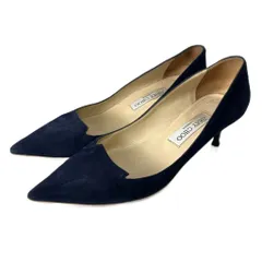 ジミーチュウ JIMMY CHOO パンプス ヒール スエード 38 ネイビー ■GY06