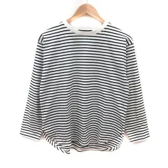 ルノンキュール Lugnoncure Tシャツ カットソー クルーネック ボーダー 長袖 F 白 ホワイト 黒 ブラック /MS