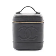 シャネル CHANEL ハンドバッグ ココマーク ブラック レザー ココマーク 縦型バニティ レディース Used A