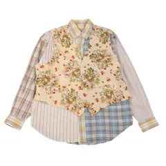 カールヘルムKarl Helmut フローラルベストレイヤードクレイジーパターンチェックシャツ 黄水色他M位