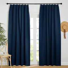 NICETOWN 1級遮光 カーテン 断熱 間仕切り 幅100cm丈200cm ネイビー 2枚セット 防音 防寒 カーテンセット 省エネ かわいい 玄関 アパート マンション 部屋 学校 レストラン